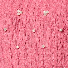 Jaclyn Smith Puff-Sleeve Cable Knit Sweater