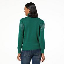 Jaclyn Smith Rhinestone Turtleneck Sweater