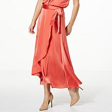 Jaclyn Smith Satin Side Tie Wrap Skirt