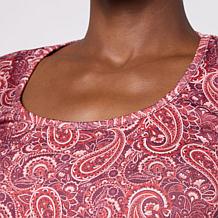 Jaclyn Smith Side Ruched Scoop Neck Tee