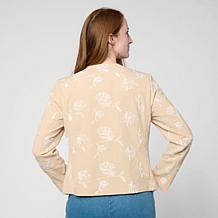 Jaclyn Smith Woven Floral-Embroidered Buttoned Jacket