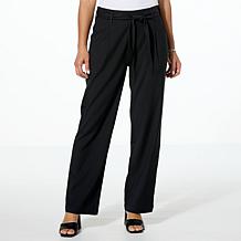 Jaclyn Smith Woven Mini Twill Tie-Front Pull-On Pant