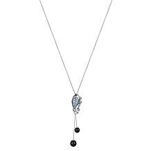 Jade of Yesteryear Blue Topaz and Charcoal Jade Fish Design Necklace