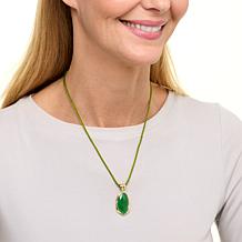 Jade of Yesteryear Freeform Jade Pendant with Twisted Cord Necklace