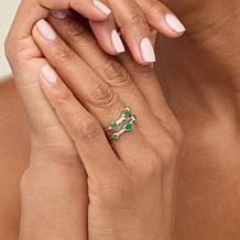 Jade of Yesteryear Multi-Cut Jade Double-Band Ring