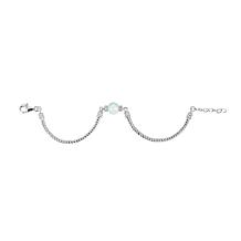 Jade of Yesteryear Sterling Silver Green Jade and CZ Ribbed Bracelet