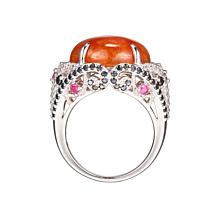 Jade of Yesteryear Sterling Silver Red Jade and Multi-Gemstone Ring