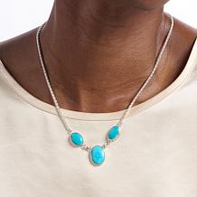 Jay King 3-Stone Kingman Turquoise Drop Sterling Silver Necklace