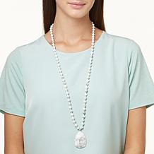 Jay King 36" Sterling Silver White & Gray Magnesite Pear Drop Necklace