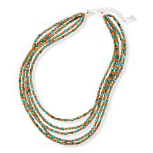 Jay King 5-Strand Orange Coral & Turquoise Bead Necklace