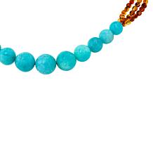 Jay King Amazonite and Amber 3-Strand Bead Necklace