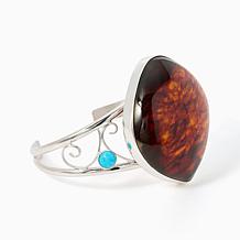 Jay King Amber & Turquoise Kingman Sterling Silver Cuff