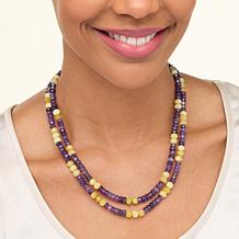 Jay King Amethyst and Yellow Opal Bead 2-Strand 18" Necklace