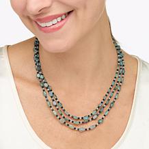 Jay King Apatite and Black Spinel Bead 3-Strand 18" Necklace