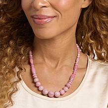 Jay King Argentinian Rhodonite Bead Sterling Silver Necklace