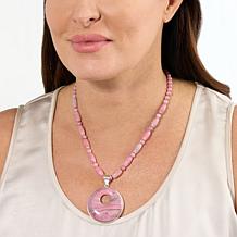 Jay King Argentinian Rhodonite Pendant with Bead Necklace