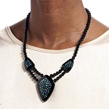 Jay King Black Chalcedony and Micro Opal Inlay Reversible Necklace