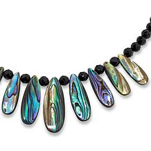 Jay King Black Chalcedony Bead and Abalone Shell 18" Necklace