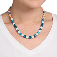Jay King Blue Apatite, Orange Shell & Mother-of-Pearl Bead Necklace