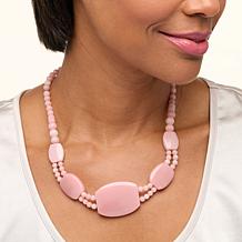 Jay King Cameo Mauve Stone Sterling Silver  Beaded Station Necklace