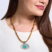 Jay King Chilean Turquoise and Jarosite Pendant with Beaded Necklace