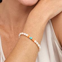 Jay King Freshwater Pearl and Multigemstone Bead Stretch Bracelet