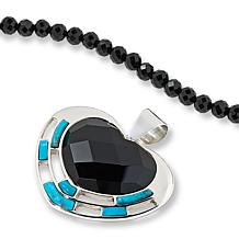 Jay King Gallery Collection Black Chalcedony & Turquoise Heart Pendant