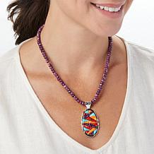 Jay King Gallery Collection Multigem Mosaic Oval Pendant with Necklace