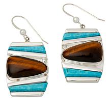 Jay King Gallery Collection Turquoise and Tiger's Eye Drop Earrings