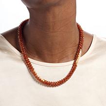 Jay King Hessonite and Yellow Opal Bead Woven Necklace