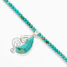 Jay King Kingman Turquoise Pendant w/ Beaded Necklace, Sterling Silver