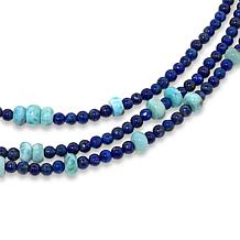 Jay King Lapis and Larimar Bead 3-Strand 18" Necklace