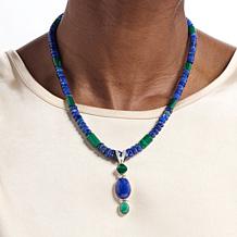 Jay King Lapis and Malachite Beaded Pendant Necklace