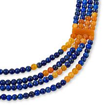 Jay King Lapis and Yellow Dragon Stone Bead Multi-Strand Necklace