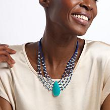 Jay King Lapis, Larimar and Amazonite 18" Multi-Strand Necklace