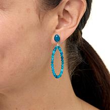 Jay King Madagascar Blue Apatite Shell Bead Hoop Drop Earrings