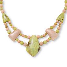 Jay King Madagascar Green Opal and Peach Stone Necklace