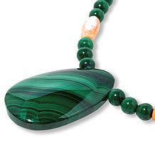 Jay King Malachite and Orange Spiny Oyster Shell Necklace