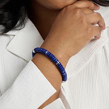 Jay King Men's Silver & Lapis Bead Stretch Bracelet