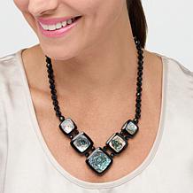 Jay King Midnight Black Chalcedony and Abalone Shell Inlay Necklace