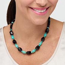 Jay King Midnight Black Chalcedony and Turquoise Bead 18" Necklace