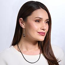 Jay King Midnight Chalcedony Beaded Necklace and Hoop Earrings Set