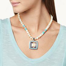 Jay King Mother-of-Pearl, Campitos Turquoise, Shell Pendant-Necklace
