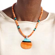 Jay King Multi-Gemstone Inlay Pendant and Beaded Necklace