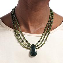 Jay King Nephrite Jade 3-Strand Sterling Silver 18" Necklace