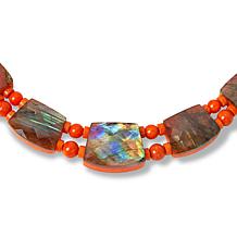Jay King Orange Coral and Labradorite Reversible 18" Necklace