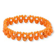 Jay King Orange Coral Bead Woven Stretch Bracelet