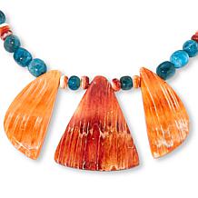 Jay King Orange Spiny Oyster Shell and Blue Apatite Necklace
