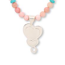 Jay King Peruvian Pink Opal and Turquoise Heart Pendant and Necklace