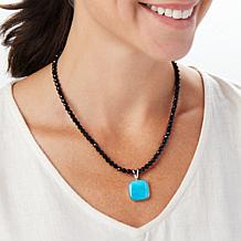 Jay King Peruvian Turquoise Cushion-Cut Pendant with Bead Necklace
